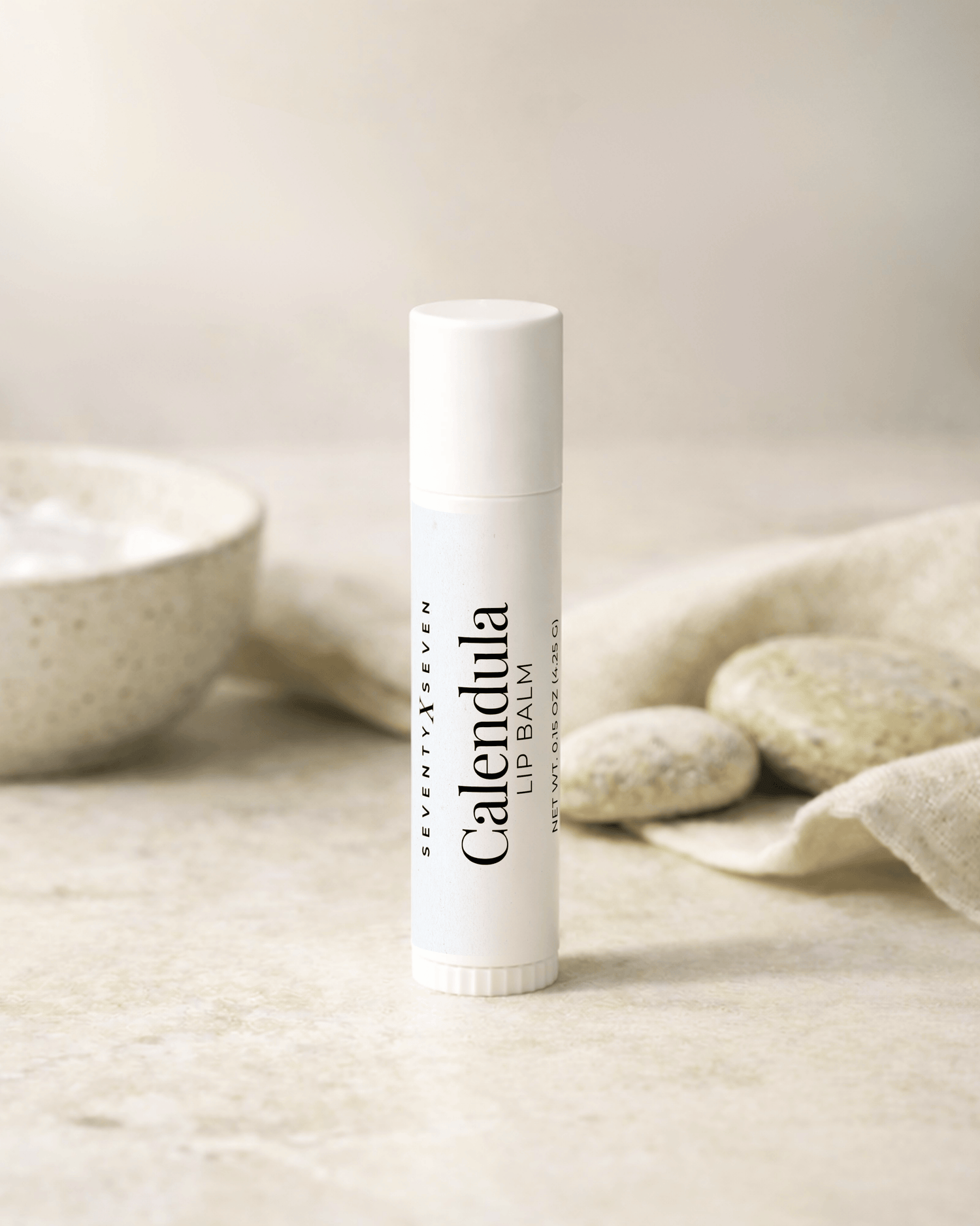Calendula Natural Beeswax Lip Balm In White BPA Free Plastic Tube